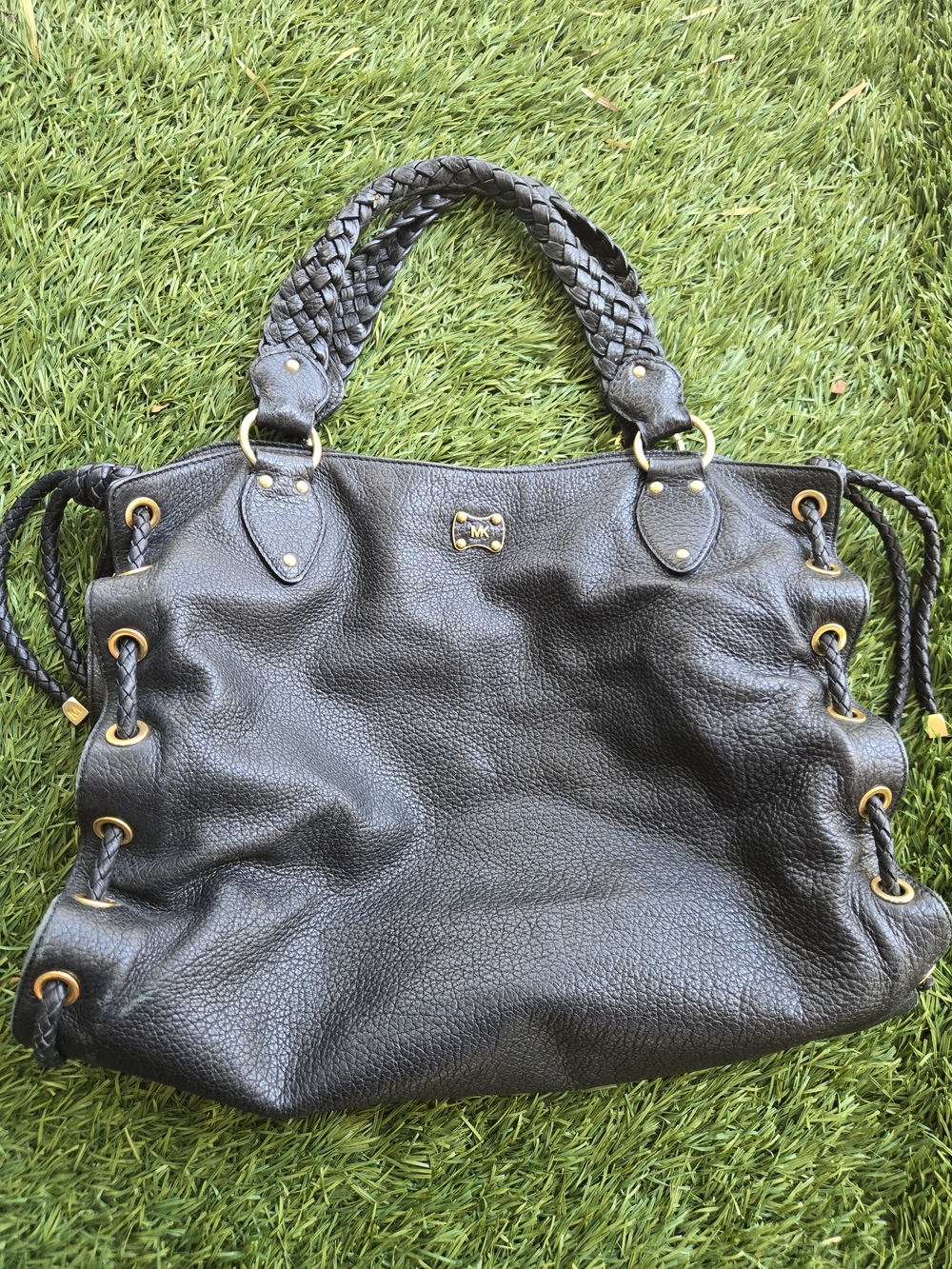 VTG Michael Kors Collection Black Leather Woodside Large Hobo Satchel Bag